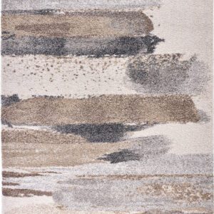 Abstract beige and gray geometric area rug