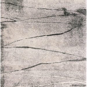 Gray textured area rug with abstract design