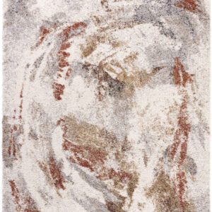 Abstract multicolored textured area rug design.
