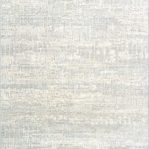 Textured, light gray modern area rug