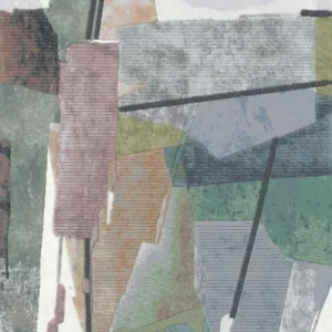 Abstract geometric shapes in muted earth tones.