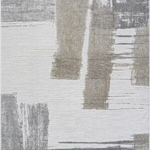 Abstract textured area rug with neutral colors.