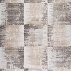 Beige and gray abstract patterned rug squares.