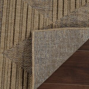 Brown textured rug on wooden floor