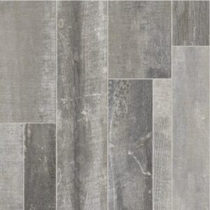Gray weathered wood-look plank tile pattern