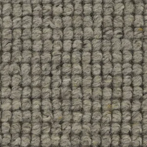 Close-up of textured gray loop-pile carpet