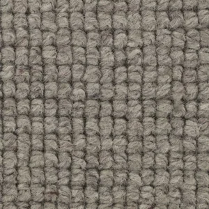 Close-up of textured gray loop-pile carpet